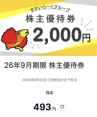 すかいらーくの株主優待の残高照会